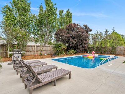 Modern Backyard Pool with Outdoor Grill